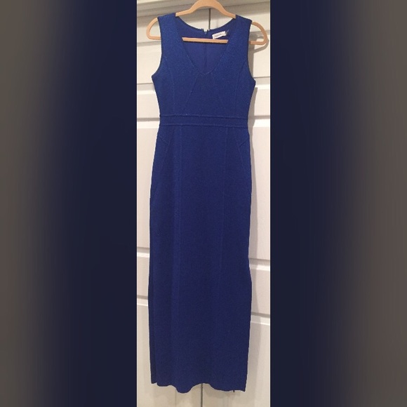 Calvin Klein Long Sparkly Blue Prom Dress - Picture 2 of 6